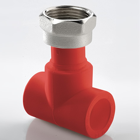Тройник ПП с накидной гайкой D40-3/4'-40 AntiFire(красный)