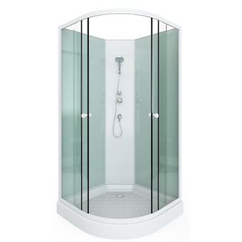 Кабина душевая мат/стекло STYLE S-01 900х900мм белый низкий поддон 4-х стенная в комплекте смеситель б/крыши S-01 Arcus
